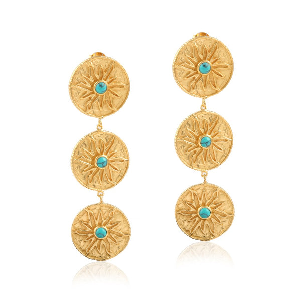 The Sun Queen Post Back Earrings // Turquoise
