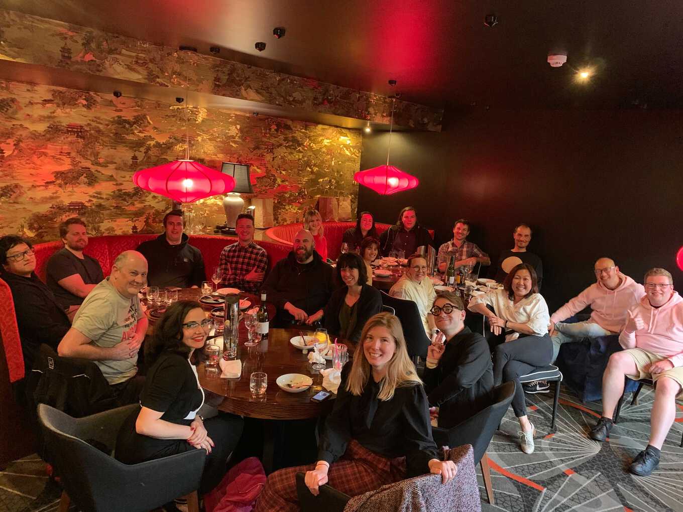 Finally together again! Day 1 of PocketCon was the first chance all year for the full team to be together in the same room A photo of the whole PocketSmith team out for dinner during PocketCon