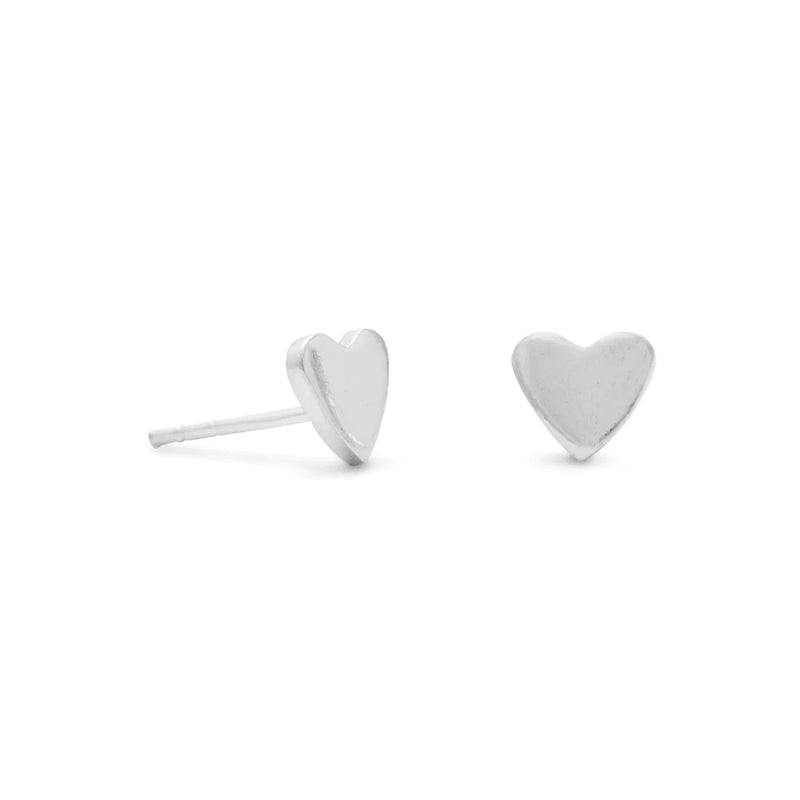 Heart Stud Earrings | Silver