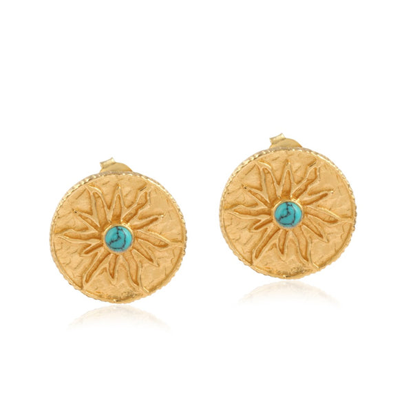 The Sun Queen Post Back Earrings // Turquoise