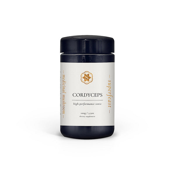 SUPERFEAST // MUSHROOM POWDER EXTRACT // CORDYCEPS 100g  Cordyceps is considered a life-enhancing herb in the Taoist herbal tradition. Cordyceps is used to increase blood oxygenation and cultivate Jing -