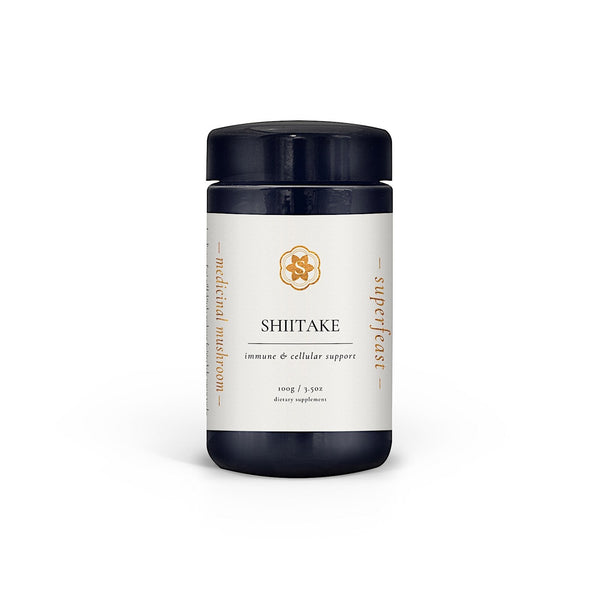 SUPERFEAST // MUSHROOM POWDER EXTRACT // SHIITAKE 100g  Considered the ‘elixir of life’ by Japanese elders, this superfood mushroom bursts with amino acids, vitamins and minerals.