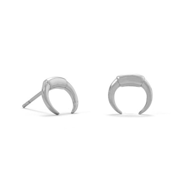 CRESCENT MOON Stud Earrings | Silver