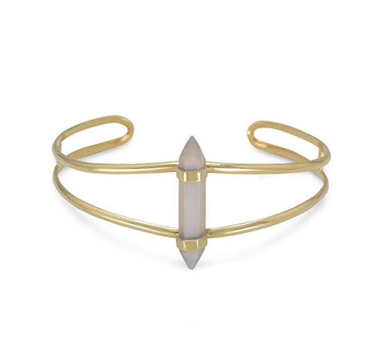 Grey Moonstone Bangle | Gold